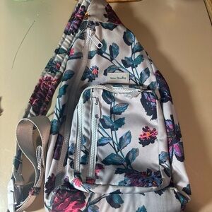 Vera Bradley Floral Sling Backpack - Gray and Pink